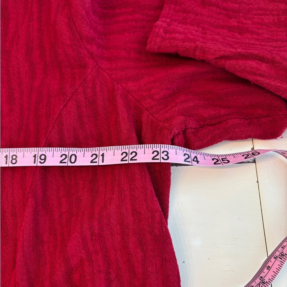 Soft Surroundings Ellis Tunic Top Women’s 1X Red Button Up Cotton Gauze - Picture 7 of 9